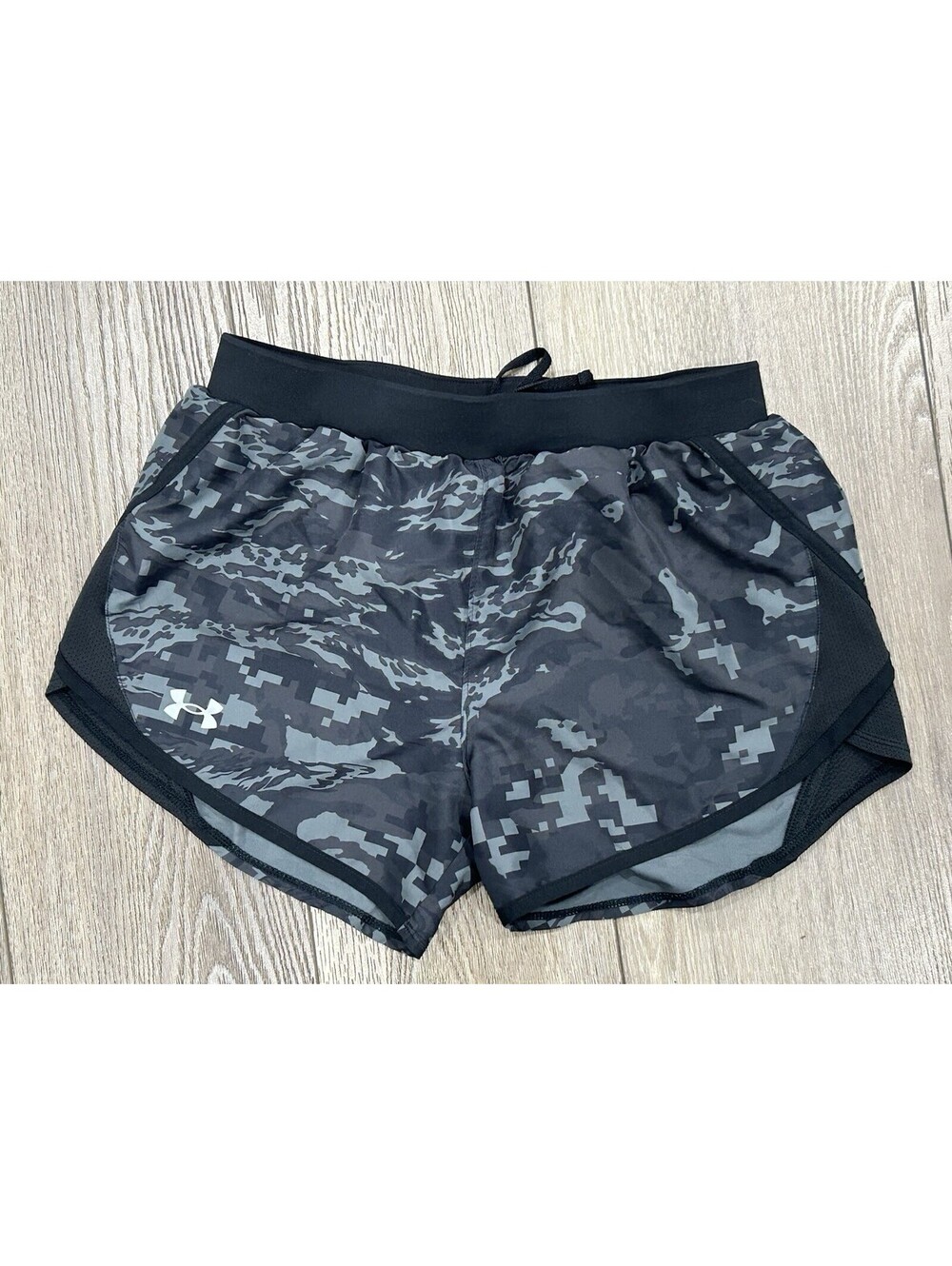 Under Armour Womens Shorts Black Gray Xs Fly By Elite Camo Lined 100% Polyester